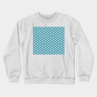 Teal Blue and White Heart Pattern Crewneck Sweatshirt